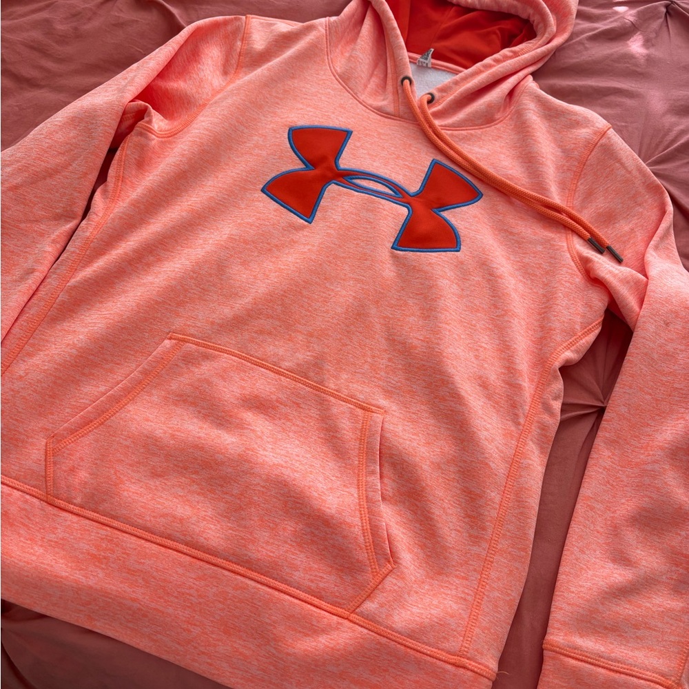 Under Armour Coral Hoodie with Blue Emblem